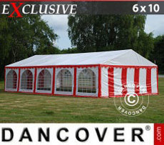 Namiot imprezowy 6x10m PCV, Czerwony/Biały