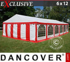 Namiot imprezowy 6x12m PCV, Czerwony/Biały