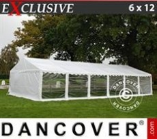 Namiot imprezowy 6x12m PVC, Panoramiczne Okna, Biały