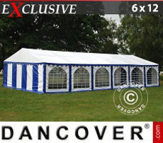 Namiot imprezowy 6x12m PVC, Niebieski/Biały